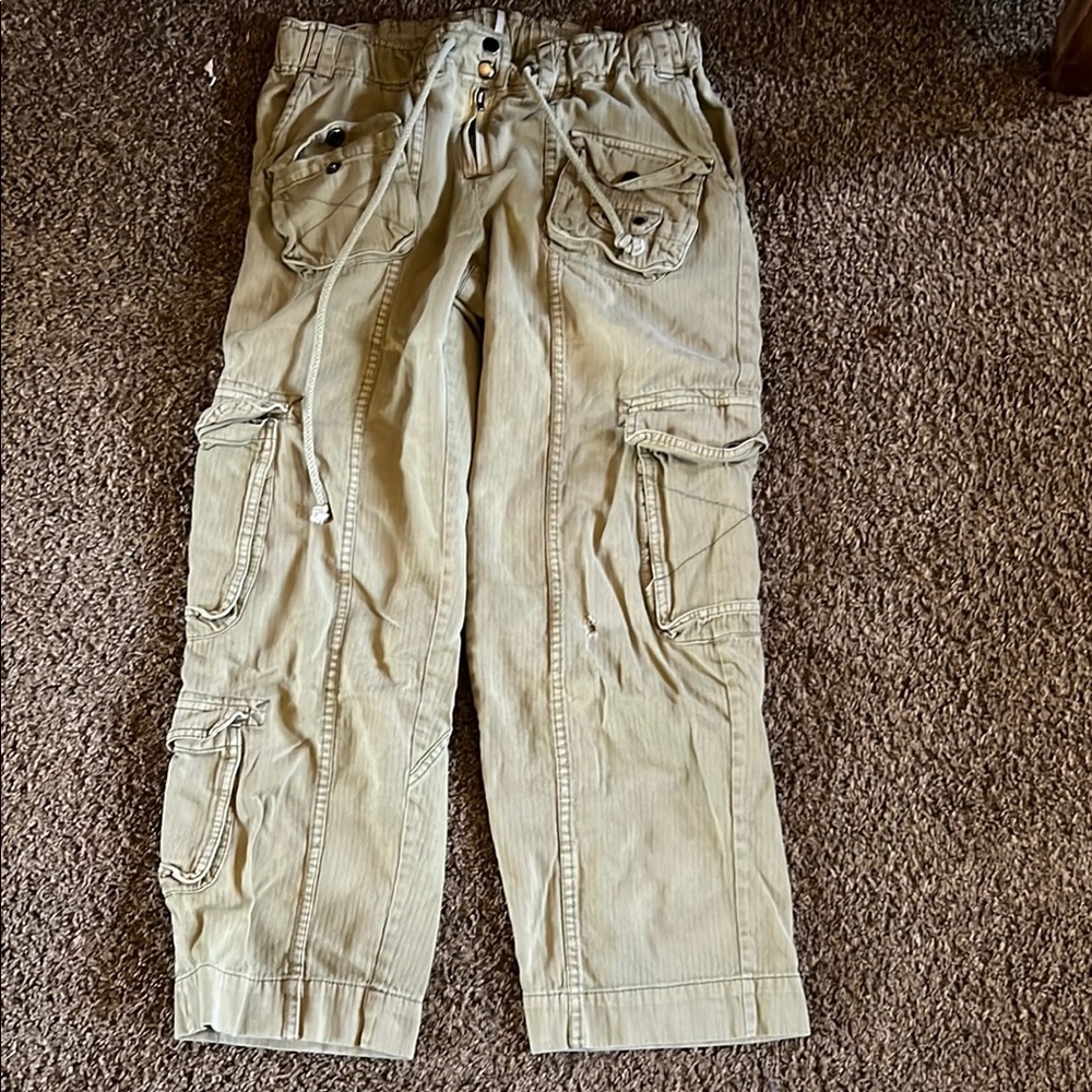 Free People Tan Cargo Pants with Relaxed Fit